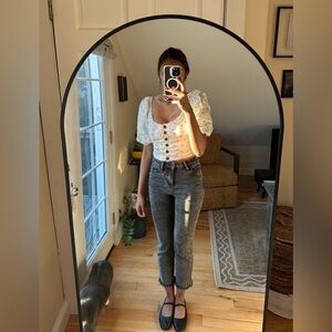 LPA Linen Blend Polka Dot Button Up Top